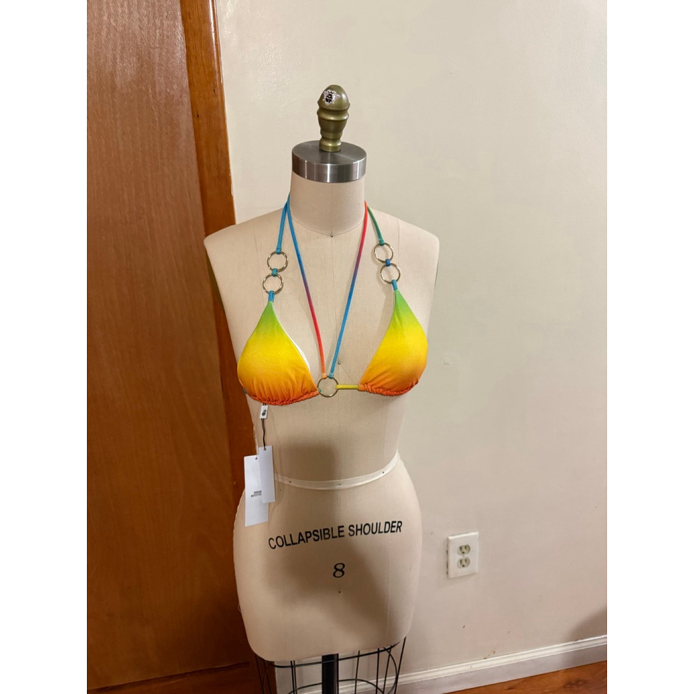 Women's Marisa Hassen Beachwear Rainbow Bikini Top M